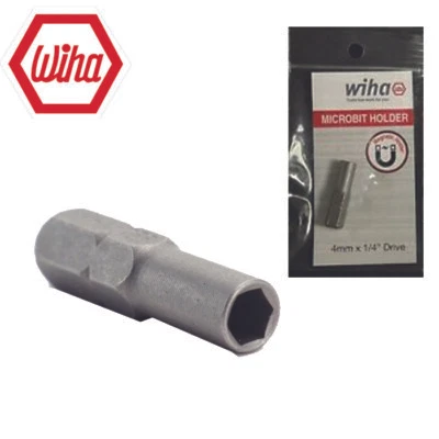 Wiha 75802, System 4 Micro Bit Adapter Hex 4mm to 1/4" 25mm Bit Holder  Magnetic - Image 1 of 3