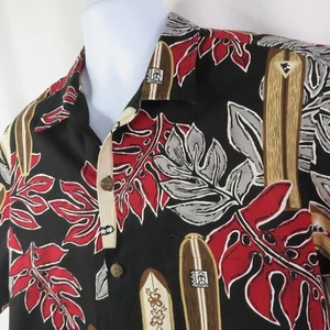 Hawaiian Reserve Collection Aloha Shirt Mens L Cotton Tiki Surfboard Red Black - Bild 1 von 9