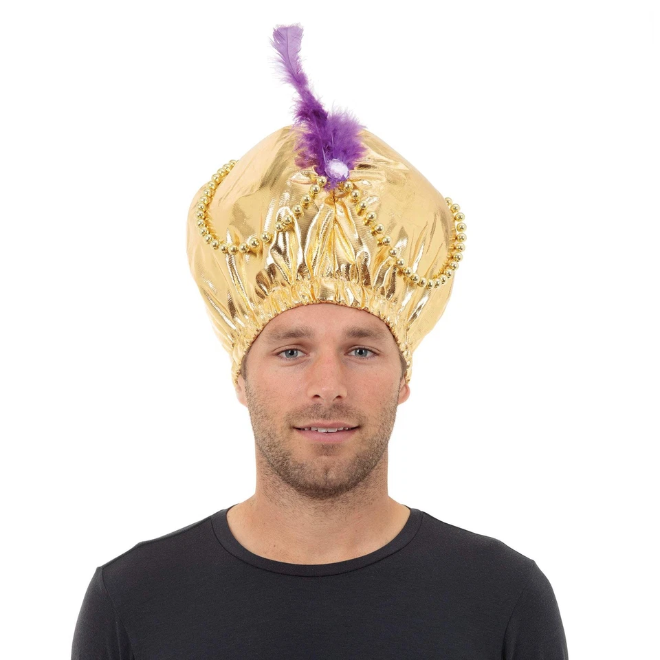 Arabian Hat With Jewels & Beads Adults Bollywood Fancy Dress Costume Accessory - Image 1 of 1