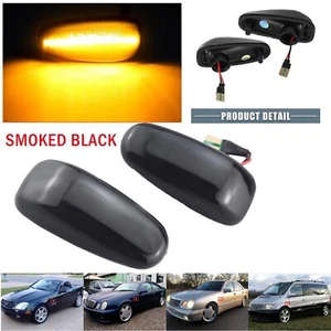For Mercedes CLK SLK E-Class Black Lens Amber LED Turn Signal Side Marker Lights - Picture 1 of 19