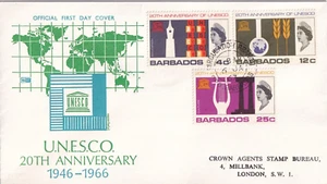 Barbados 1966 20 Aniversario de la UNESCO Primer Día Cubierta - Imagen 1 de 1