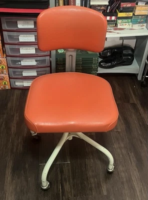Steelcase Inc 1960s Orange Swivel Metal Office Chair. Mid Century Modern - Image 1 of 4