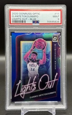 2020-21 Donruss Optic Giannis Antetokounmpo /49 蓝色 Prizm PSA 9 灯输出 #11 — 第 1/2 张图片
