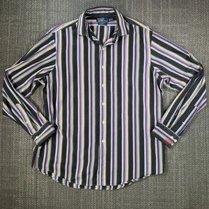 Vtg Polo Ralph Lauren Regent Shirt Mens XL 17 Multicolor Vertical Stripe 90s Y2K - Picture 1 of 18