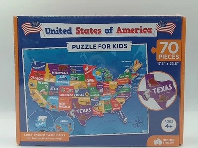 Map Of The USA Puzzle 70 Pieces Texas State Shaped Momo & Nashi Educational - Imagem 1 de 4