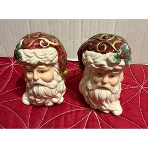Salero pimentero de cerámica cabeza de Papá Noel vintage decoración navideña - Imagen 1 de 8