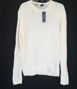 Polo Ralph Lauren Women's Linen Long Sleeve Sweeter, Deckwash White, X-Large - Picture 1 of 2