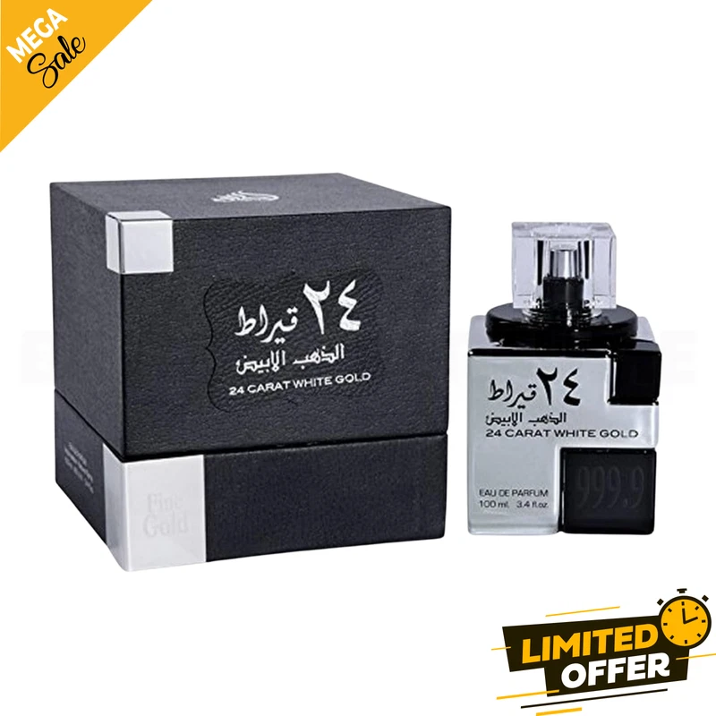 ORO BLANCO 24 QUILATES LATTAFA 3,4 OZ. EDP para hombre y mujer Foto 1 de 1