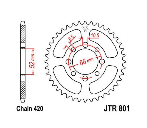 JT Steel Rear Sprocket 420 37T JTR801.37 for Suzuki LT50 QuadRunner/Trail Buddy - Image 1 of 1