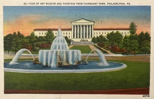 Vintage Postcard Art Museum Fountain Fairmount Park Philadelphia PA Pennsylvania - Picture 1 of 2