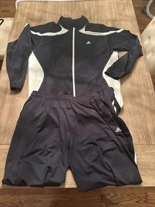 Adidas Track Suit Mens XL Pro Tennis Warm Up Jacket Pants Black Vintage - Picture 1 of 17