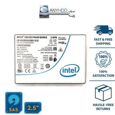 Intel DC P4510 2TB SSDPE2KX020T8 PCIe 3.1 x4 4GB/s -  U.2 NVMe 3D TLC 2.5" SSD - Image 1 of 2