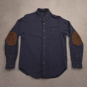 J Crew Men’s Button Down Shirt Small Blue Cotton Wool Blend Suede Elbow Patches - Picture 1 of 9