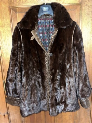 Abrigo de piel de visón marrón para mujer Neiman Marcus talla 8-10 Foto 1 de 4