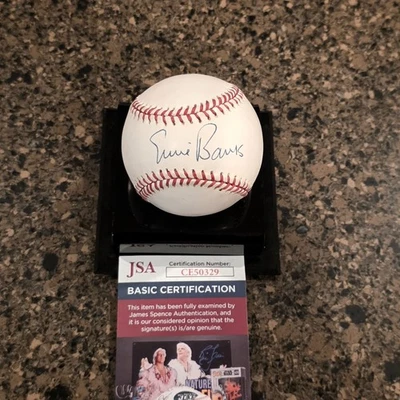 Ernie Banks HOF Chicago Cubs Signed Autographed RONLB JSA COA - Image 1 of 3