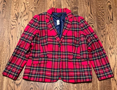 Chaqueta Talbots Mujer Talla 16 Blazer Mezcla Lana Tartán Navidad Vacaciones Nueva Con Etiquetas Foto 1 de 3