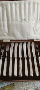 Antique Sheffield Cutlery Set Knives Forks - Picture 1 of 23