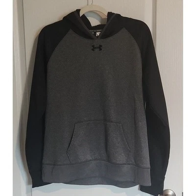 Under Armour Mujer Negro Gris Sudadera con Capucha Bolsillo Canguro Mediano Calce Suelto Bolsillo Tormenta Foto 1 de 4