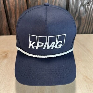 KPMG Sombrero de Cuerda Gorra Snapback Azul Marino Ajustable 100% Algodón Sarga Golfista - Imagen 1 de 13