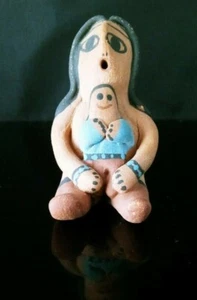 Vintage Indianer Jemez Pueblo Indianer kleiner Geschichtenerzähler Keramik signiert EB - Bild 1 von 11