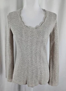 Ann Taylor Womens Pullover Sweater Pale Gray Silver Metallic Cashmere Small - Picture 1 of 7