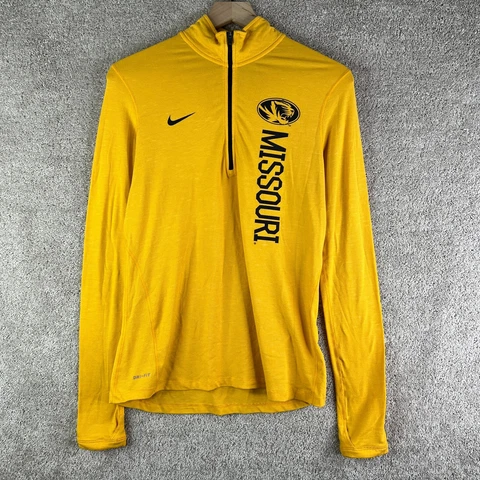 Missouri Tigers Sweatshirt Womens Medium Yellow Nike Dri Fit Quarter Zip Sweater Cover
