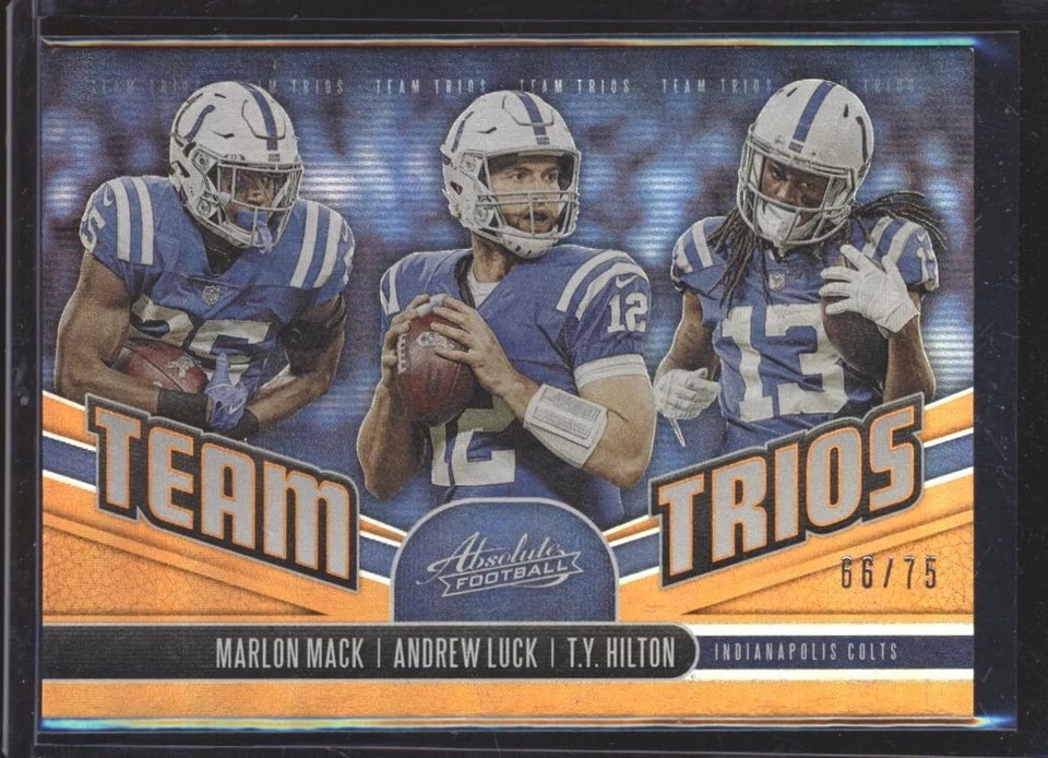 2019 ABSOLUTE TEAM TRIOS ORANGE /75 MARLON MACK ANDREW LUCK TY HILTON COLTS - Image 1 of 1
