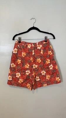 Pantalones cortos vintage blanco ciervo tropical floral cintura alta talla 8 Foto 1 de 4