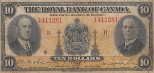 Royal Bank of Canada 1935 $10 - pequeñas firmas - 1411281 A3 - Imagen 1 de 3