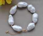 Z11005 8"~10" 25Mm White Baroque Pear Keshi Reborn Pearl Bracelet