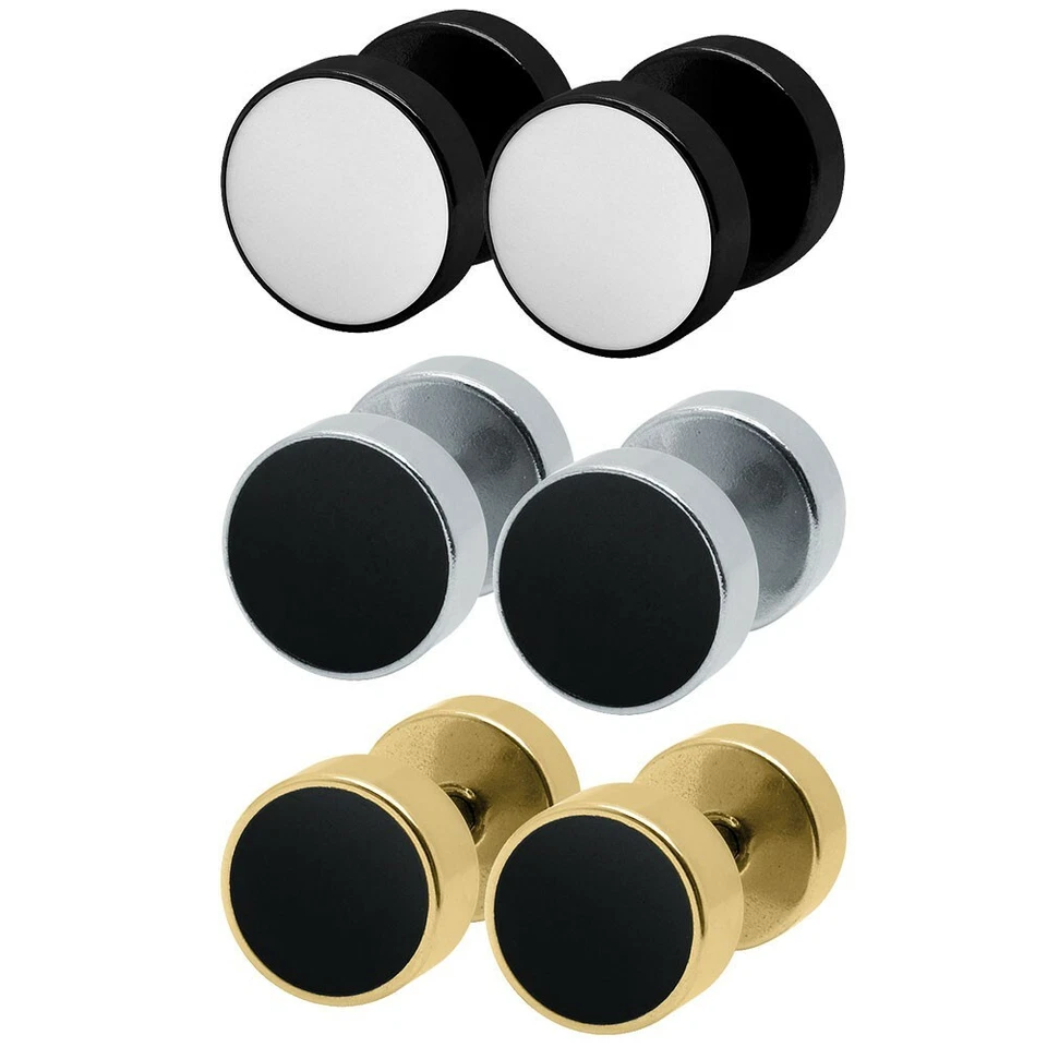 1 Paar Fakeplugs rund Ohrstecker Plug Piercing gold silber schwarz  - Bild 1 von 1