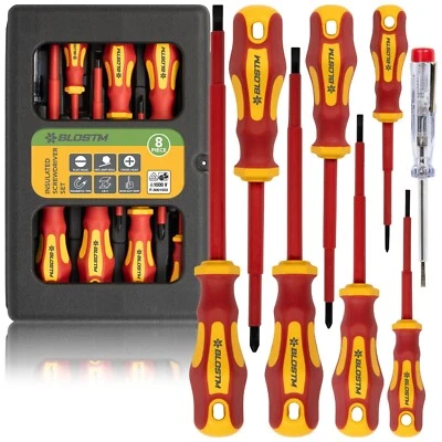 BLOSTM Insulated Screwdriver Set 8pcs VDE 1000V Electrical Magnetic Tips - Image 1 of 4