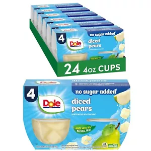 Dole Fruit Bowls No Sugar Added Snacks, Diced Pears 4oz 24 Cups, Gluten & Dairy - Picture 1 of 7