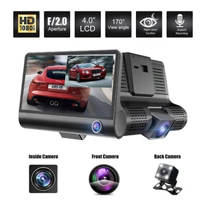 4in 170° HD 1080P 3 Lens Car DVR Dash Cam Vehicle Video Recorder Rearview Camera - Picture 1 of 12