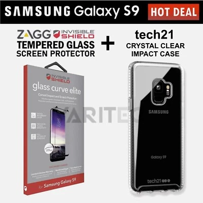 Funda Carcasa Transparente Tech21 S9 Original + Protector Pantalla Cristal Zagg para Galaxy S9 Foto 1 de 4
