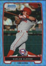 2012 Bowman Chrome Prospects Blue Wave Refractors #BCP210 Carlos Alonso