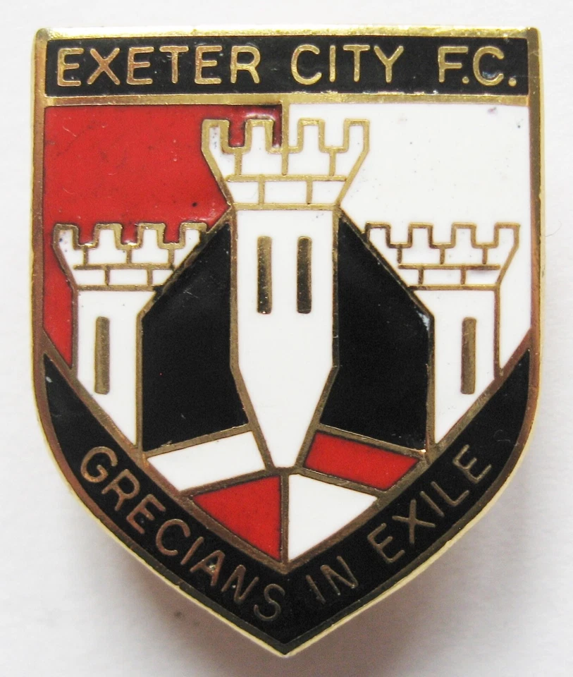EXETER CITY - Vintage Shield Style Enamel Football Pin Badge GRECIANS IN EXILE - Image 1 of 2