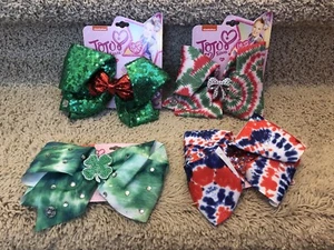 NEW JoJo Siwa Girls 5 Hair Bow Clip Christmas Patriot St Patrick Day Holiday Lot - Picture 1 of 10