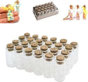 Mini Clear Glass Jars Bottles with Cork Stoppers for Arts & Crafts, Projects, - Picture 1 of 6