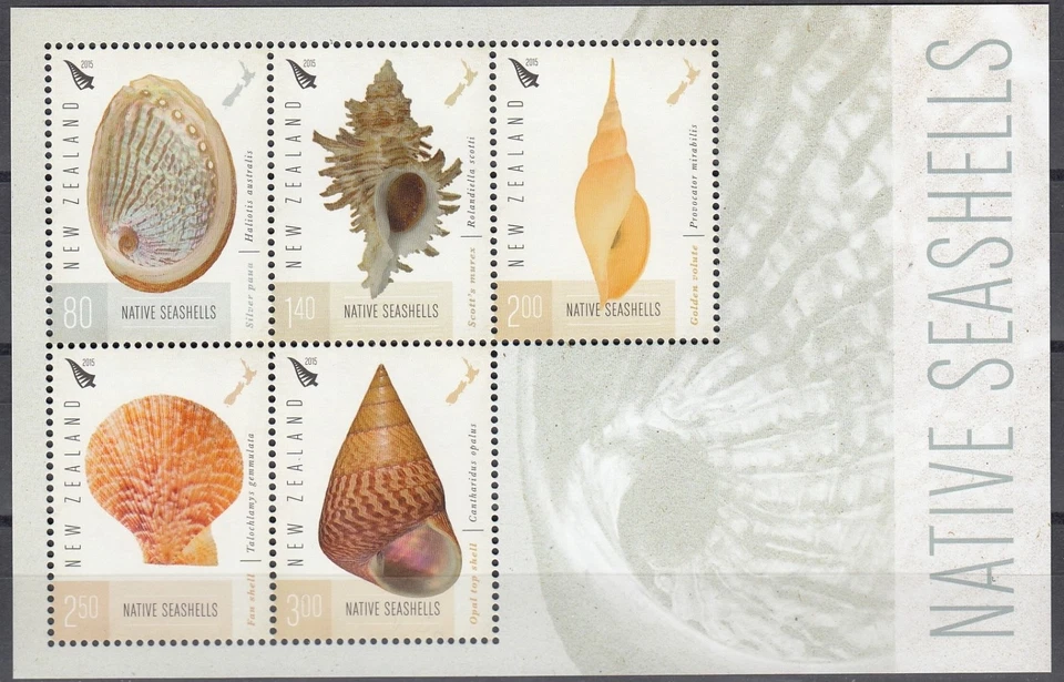 NUEVA ZELANDA 2015 Native Seashells, hoja en miniatura MNH Foto 1 de 1