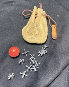 Vintage Jacks Game W13’Aluminium Jax & Sponge Ball Ledertasche, Big Bear Lake Ca - Bild 1 von 7