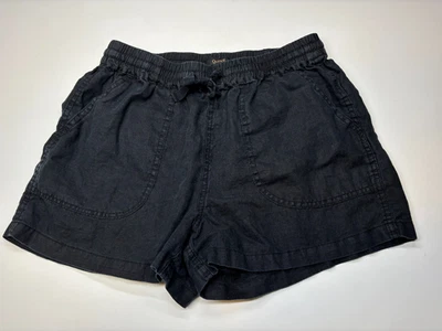 Quince Shorts Womens S Black European Linen Elastic Drawstring Waist Minimal - Image 1 of 4