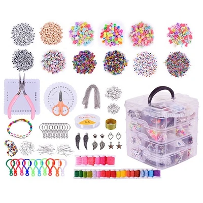 Schmuck Bastelset 5800+ Perlen DIY Koffer Kinder Erwachsene Armband Zubehör - Bild 1 von 4