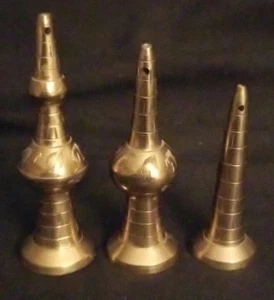 Vintage Set Of 3 Kuwait Towers Brass Landmark Souvenier Incense Burners - Picture 1 of 8