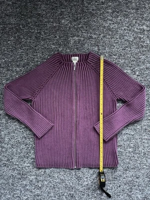 Cárdigan chaqueta suéter vintage LL Bean tejido acanalado 100 % algodón para mujer talla XL Foto 1 de 4
