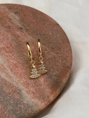 Baum-Ohrhänger/Ohrhänger 2 kt Rundschliff simulierter Diamant 14 kt... - Bild 1 von 4