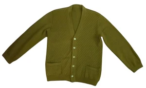 Vintage Knit Cardigan Sweater Green Grunge Kurt Cobain Grandpa Size Small - Picture 1 of 5