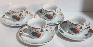 Lametta und Elfen Weihnachten Weihnachtsmann 8-teiliges Espressotassen- und Untertassen-Set - Bild 1 von 8