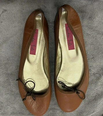 London Sole Womens Brown Ballerina Flats Size 37.5 Round Toe with Bow - Image 1 of 3