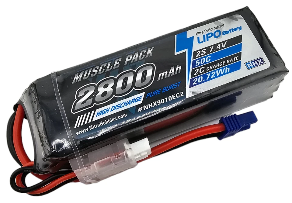 NHX RC 2S 7.4V 2800mAh 50C Lipo Battery w/ EC2 IC2 for 1/18 Mojave Grom